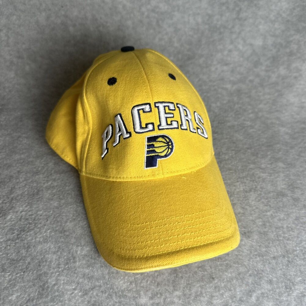 Indiana Pacers Basketball Hat Cap Adjustable Yellow Blue Adult Team Logo Sports